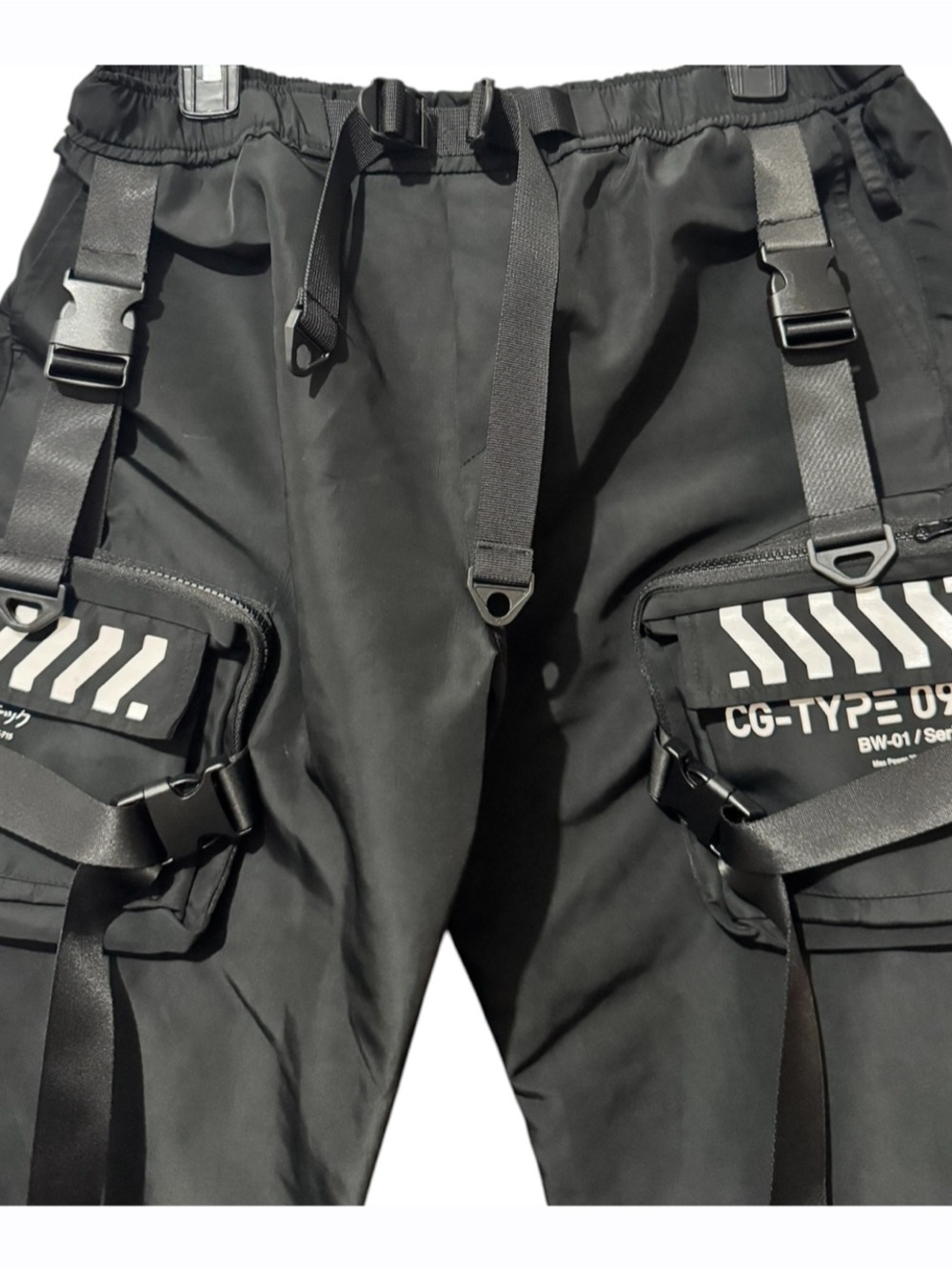 Fabric of the Universe Black Tactical Cargo Jogger Pants Techwear Utility XL - Picture 3 of 5